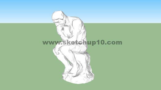 思考者雕塑1 SketchUp景观模型下载 第1张