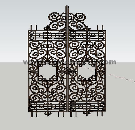 sketchup之铁艺大门，栏杆，围墙，花格装饰等32号模型库 SketchUp建筑模型下载 第1张