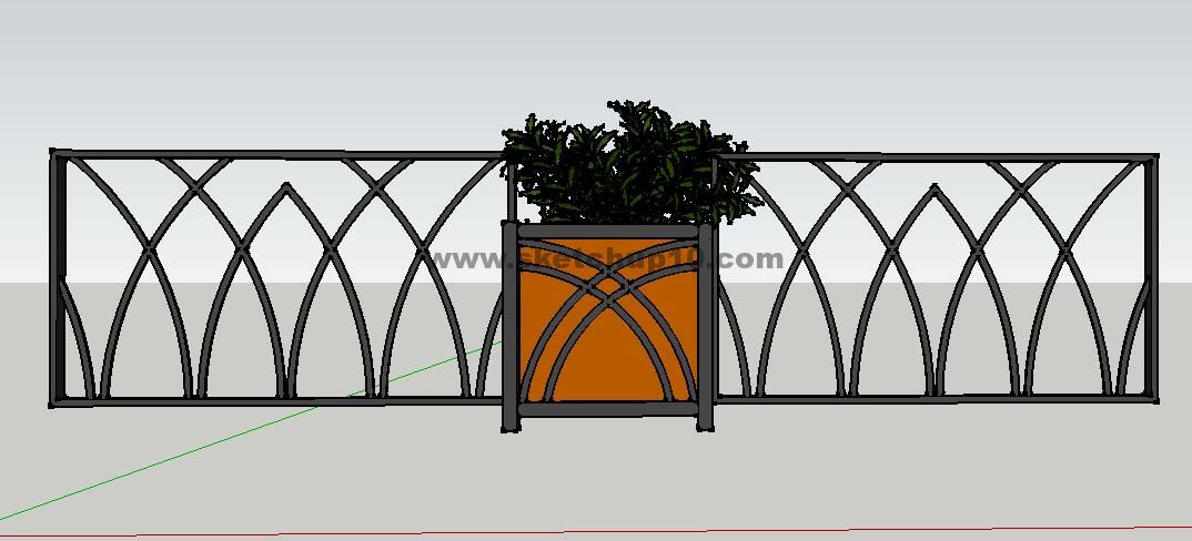 建筑构造之铁艺大门，栏杆，围墙，花格装饰等72号sketchup模型 SketchUp建筑模型下载 第1张