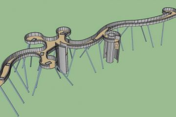 曲形观景桥SU模型下载 SketchUp景观模型下载 第1张