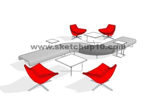 简易办公桌椅SU模型 sketchup室内模型下载 第1张