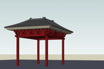 中式古亭1su模型库免费下载 SketchUp景观模型下载 第1张