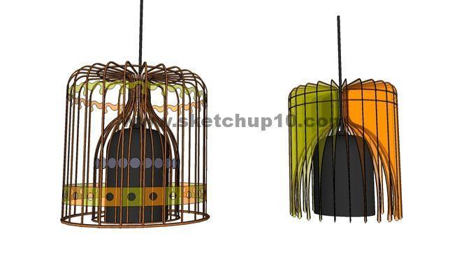 艺术装饰抽象鸟笼吊灯 sketchup室内模型下载 第1张