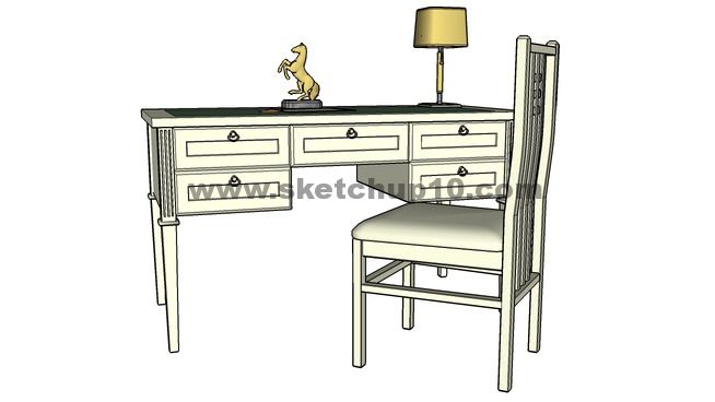 书房桌椅 sketchup室内模型下载 第1张