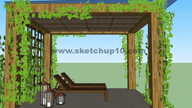 花架 SketchUp景观模型下载 第1张