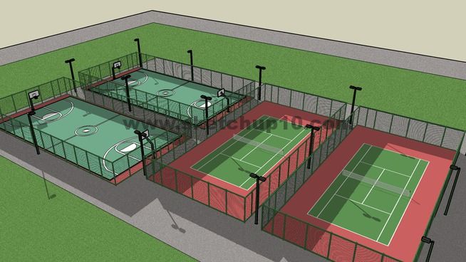 网球场4模型下载 体育场体育馆草图大师模型 第1张