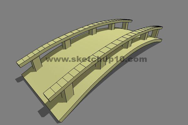 石拱桥skp草图大师模型下载 SketchUp景观模型下载 第1张
