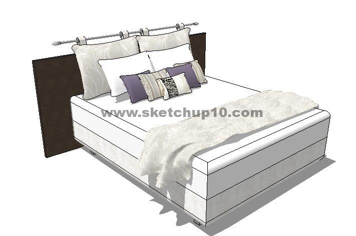室内卧室床skp模型下载 床 第1张