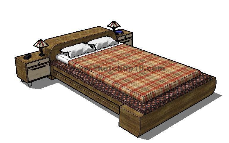 欧式卧室木床skp模型下载 sketchup室内模型下载 第1张