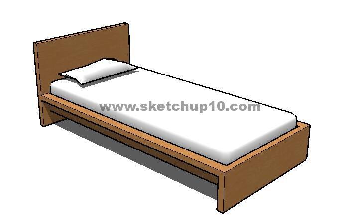单人木床 sketchup草图大师模型库 sketchup室内模型下载 第1张
