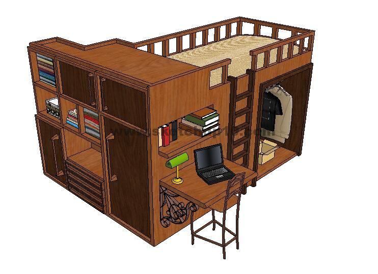 学生书桌高低床skp草图大师模型下载 sketchup室内模型下载 第1张