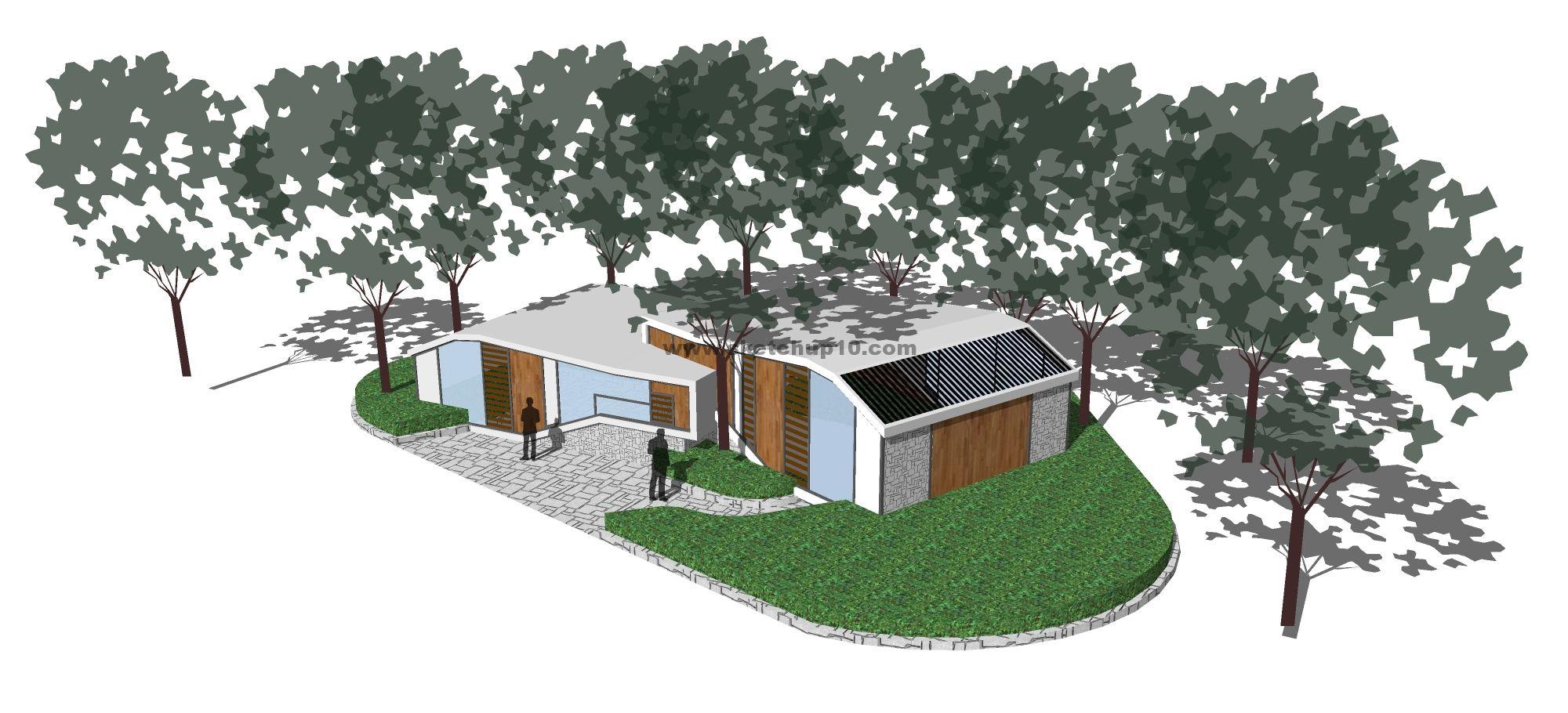 生态公共厕所su模型下载 SketchUp建筑模型下载 第1张
