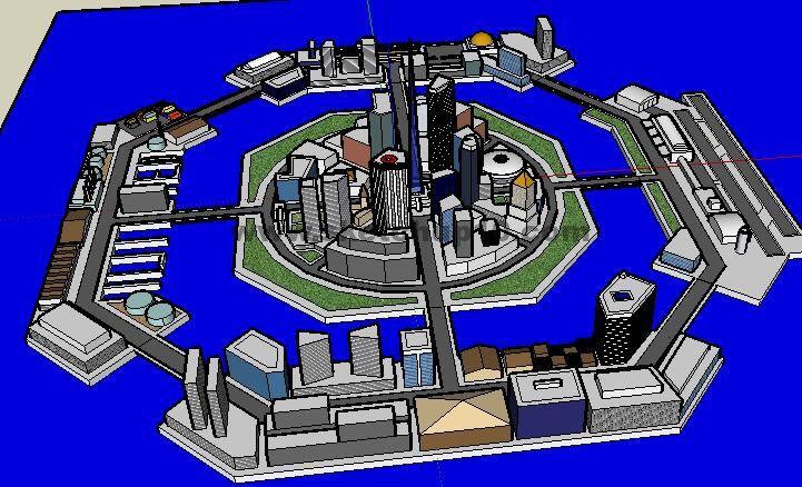 几何形城市规划skp模型下载 城市规划 第1张