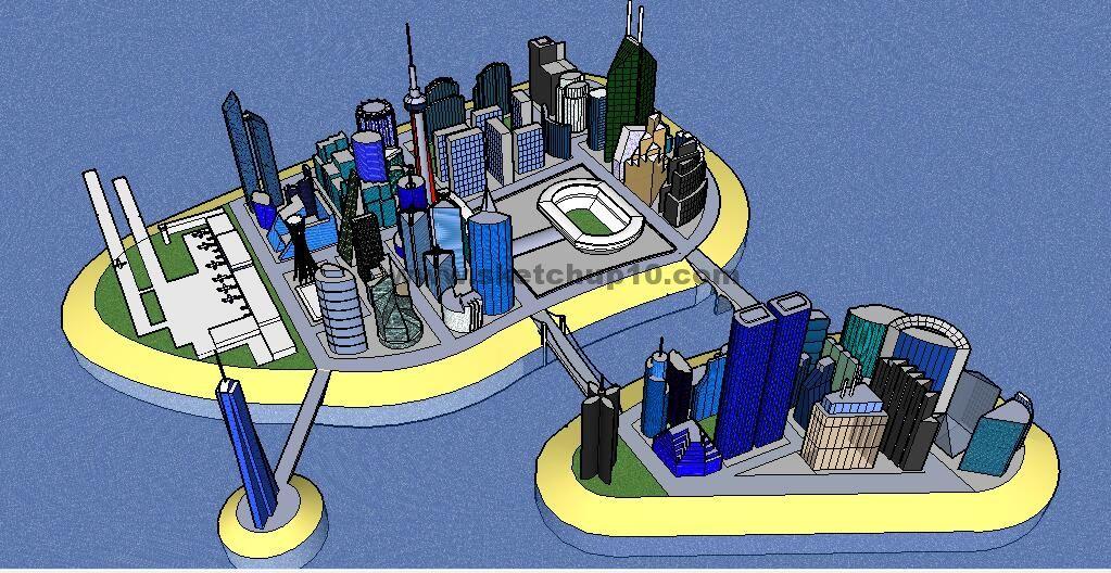 欧美滨水城概念规划su模型下载 城市规划 第1张