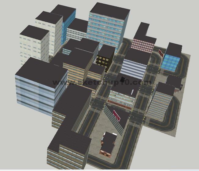 城市街区一角模型skp草图大师模型下载 sketchup室内模型下载 第1张
