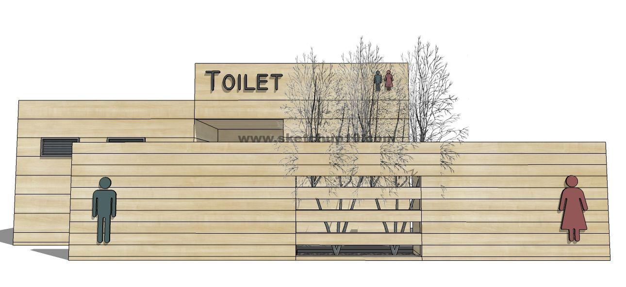 现代公共厕所2 su模型下载 SketchUp建筑模型下载 第1张