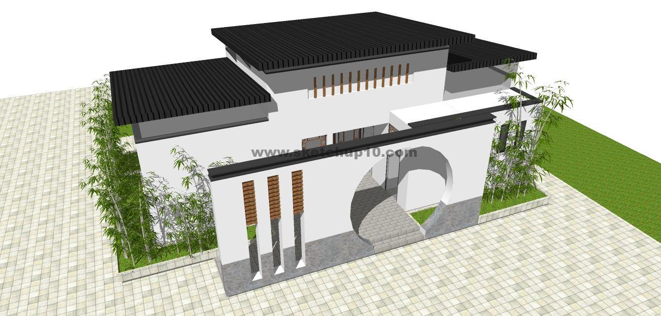 公共厕所skp模型下载 SketchUp建筑模型下载 第1张