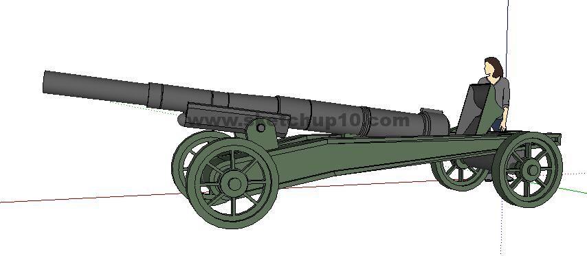 打仗中炮skp模型库免费下载 sketchup机械模型 第1张