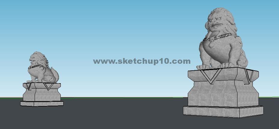 石狮子skp模型 SketchUp景观模型下载 第1张