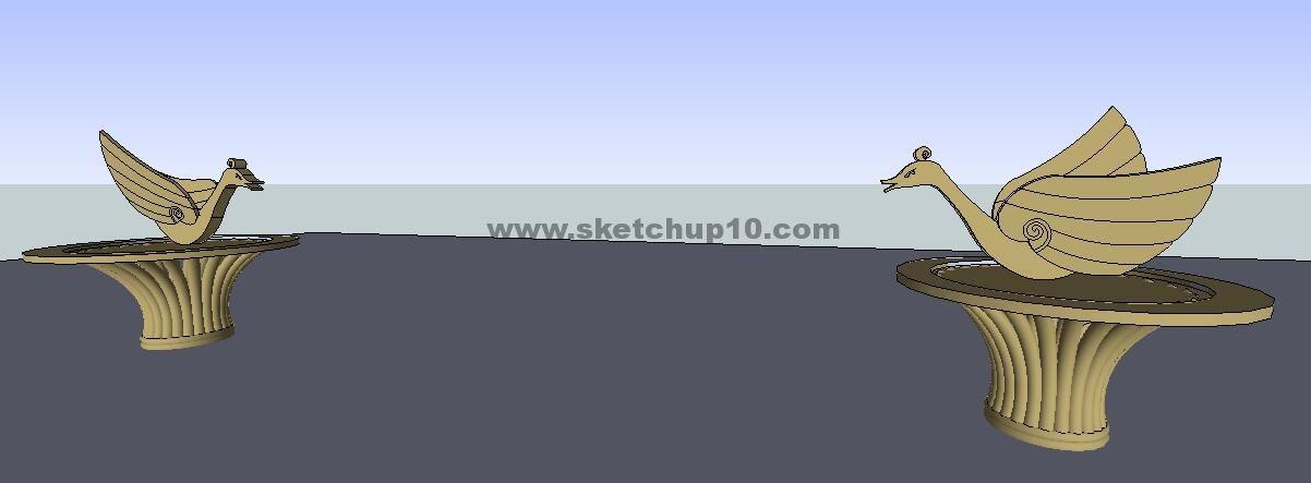 天鹅喷水喷泉景观雕塑SKETCHUP模型 SketchUp景观模型下载 第1张