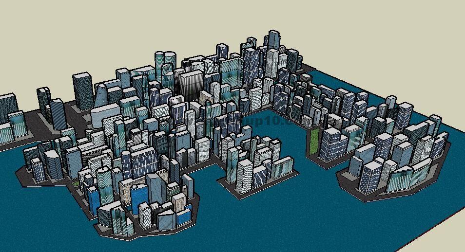 美国大城市滨水城市规划sketchup草图大师模型库 城市规划 第1张