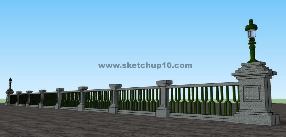 欧式风格大桥桥栏杆设计0144su模型下载 SketchUp景观模型下载 第1张