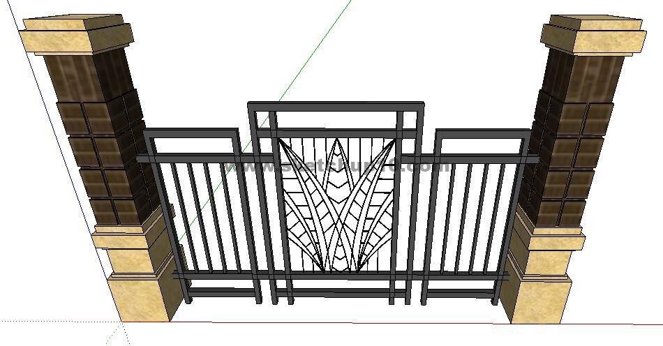铁艺大门栏杆围墙花格装饰等su模型55号 SketchUp景观模型下载 第1张
