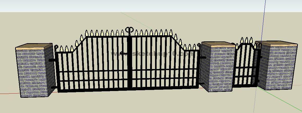 铁艺大门栏杆围墙花格装饰等su模型59号 SketchUp景观模型下载 第1张