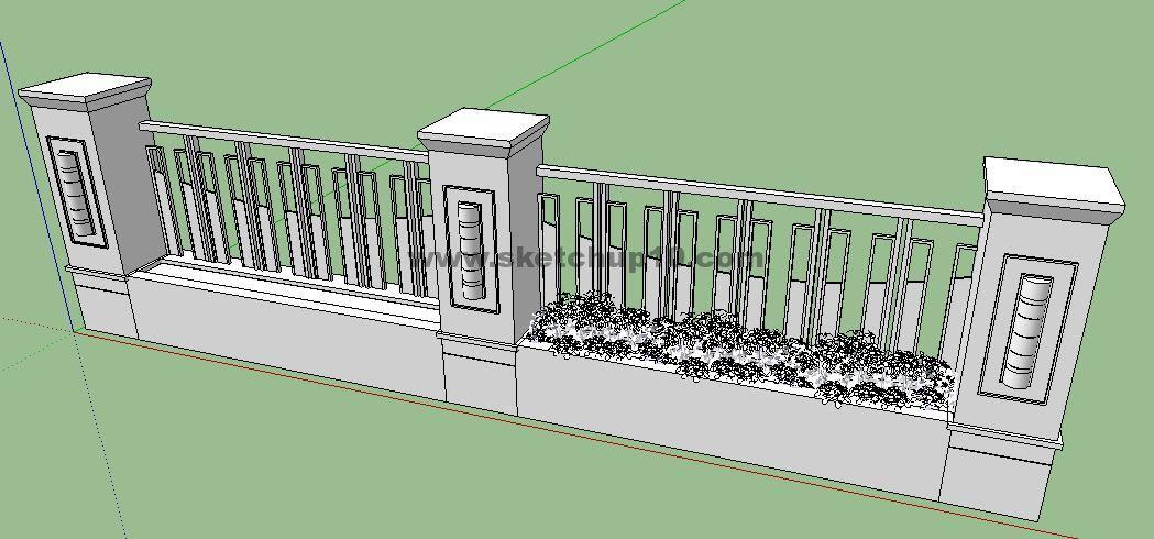 铁艺围墙0168sketchup模型 SketchUp景观模型下载 第1张