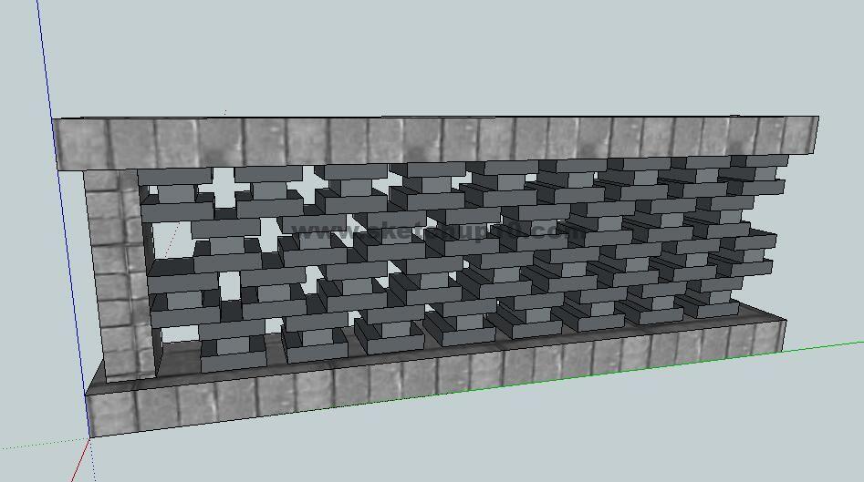 sketchup组件之砖围墙栏杆，装饰等15号模型 SketchUp景观模型下载 第1张
