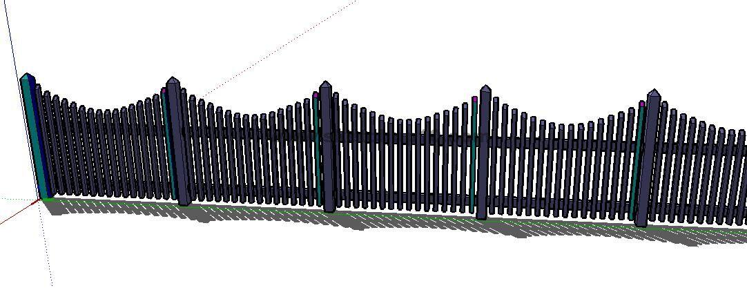 sketchup组件之铁艺栏杆-铁艺围墙10号模型库 SketchUp景观模型下载 第1张