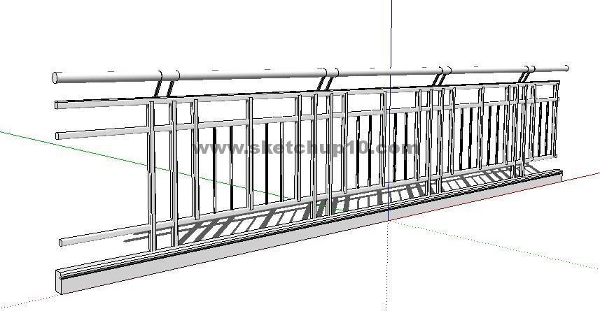 草图大师之不锈钢扶手栏杆29号模型 SketchUp景观模型下载 第1张