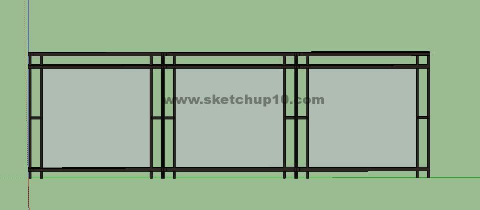 不锈钢玻璃栏杆0195sketchup草图大师模型库 SketchUp景观模型下载 第1张