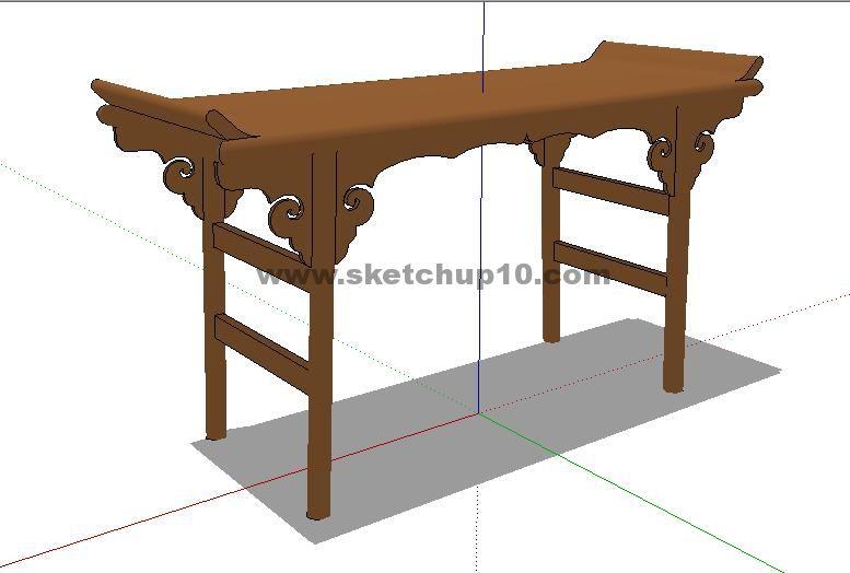 精细中式家具案台0253sketchup模型 sketchup室内模型下载 第1张