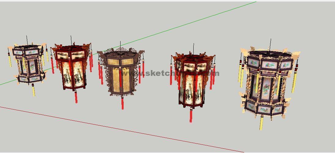 中式古代宫灯0259skp草图大师模型下载 sketchup室内模型下载 第1张