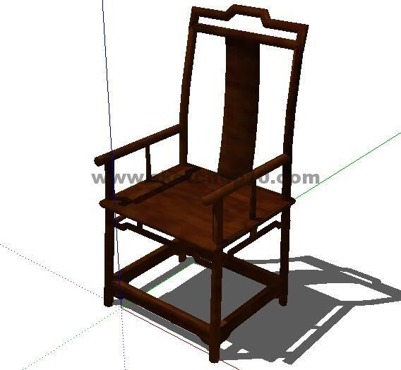 中式木椅子0368su模型下载 sketchup室内模型下载 第1张