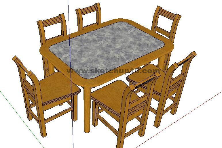 中式家具餐桌0381skp草图大师模型下载 sketchup室内模型下载 第1张