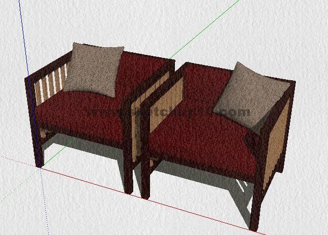 中式家具单人沙发0382su模型下载 sketchup室内模型下载 第1张