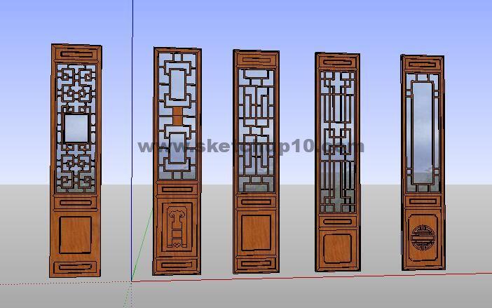 中式家具木门窗0383su模型下载 sketchup室内模型下载 第1张