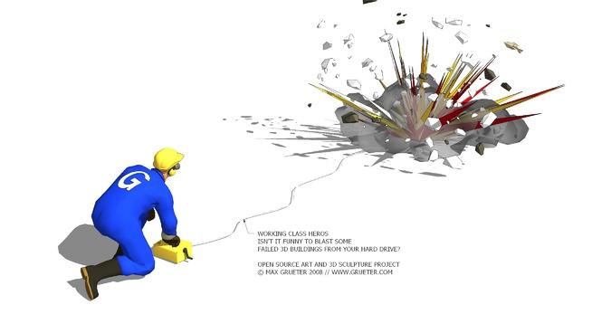 建筑施工工艺炸药3Dsketchupsu模型 人物草图大师模型下载 第1张