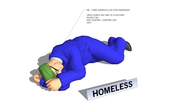 我躺在你的硬盘| SketchUp模型下载无家可归 人物草图大师模型下载 第1张