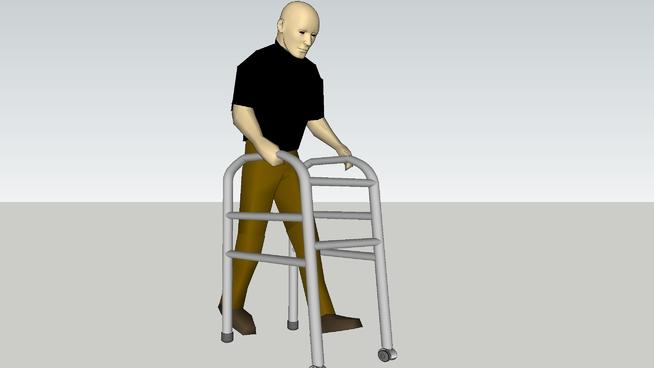 老年人使用辅助康复学步仪器| SketchUp模型下载 人物草图大师模型下载 第1张