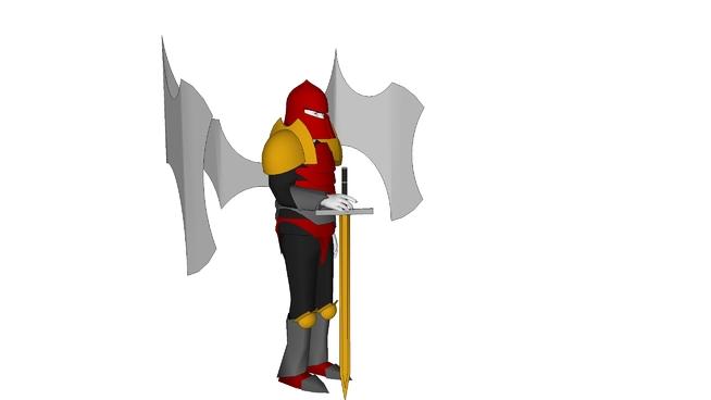战士。| su模型（红色的战士） 人物草图大师模型下载 第1张