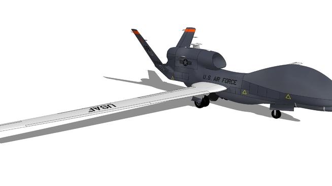 诺思罗普-格鲁曼公司的全球鹰的RQ - 4A无人驾驶飞行器 | sketchup模型下载 sketchup机械模型 第1张