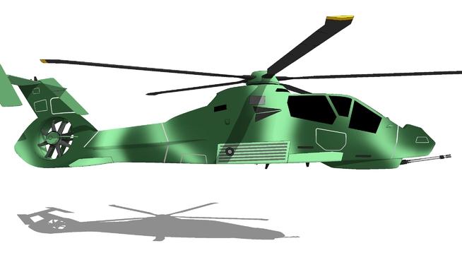 五刀片武装侦察和攻击直升机| skp下载 sketchup机械模型 第1张