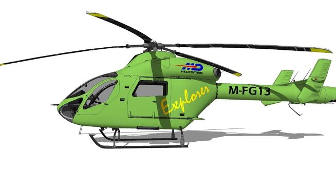 MD直升机md-902探险家su模型 sketchup机械模型 第1张