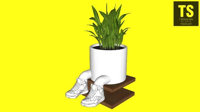 创意花瓶花盆种植植物su模型 sketchup植物模型 第1张