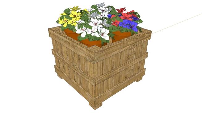 市政木箱的花海-盆栽花卉| SKP下载 sketchup植物模型 第1张