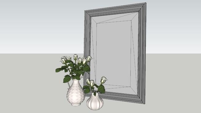 白玫瑰花瓶装饰| SketchUp模型下载 sketchup植物模型 第1张