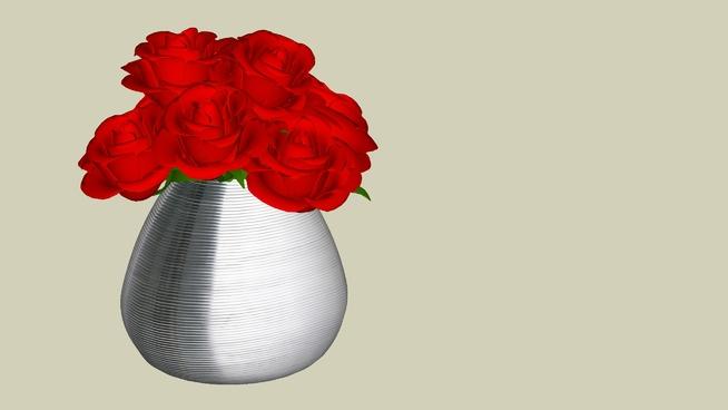 玫瑰室内装饰花瓶 | sketchup模型下载 sketchup植物模型 第1张